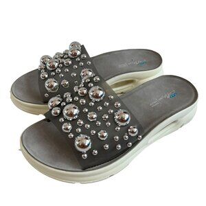 Aqua College Allura slide sandals frosted gray plastic silver size 6.5